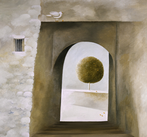 Tor mit Baum, Öl auf Leinwand 60x70 CM